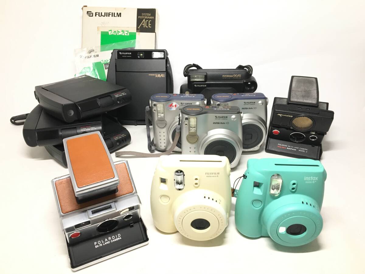 ☆ インスタントカメラ まとめ ☆ POLAROID SX-70 + instax mini 8 + 8 + FOTORAMA 90ACE 他 8台 ポラロイド フジフィルム