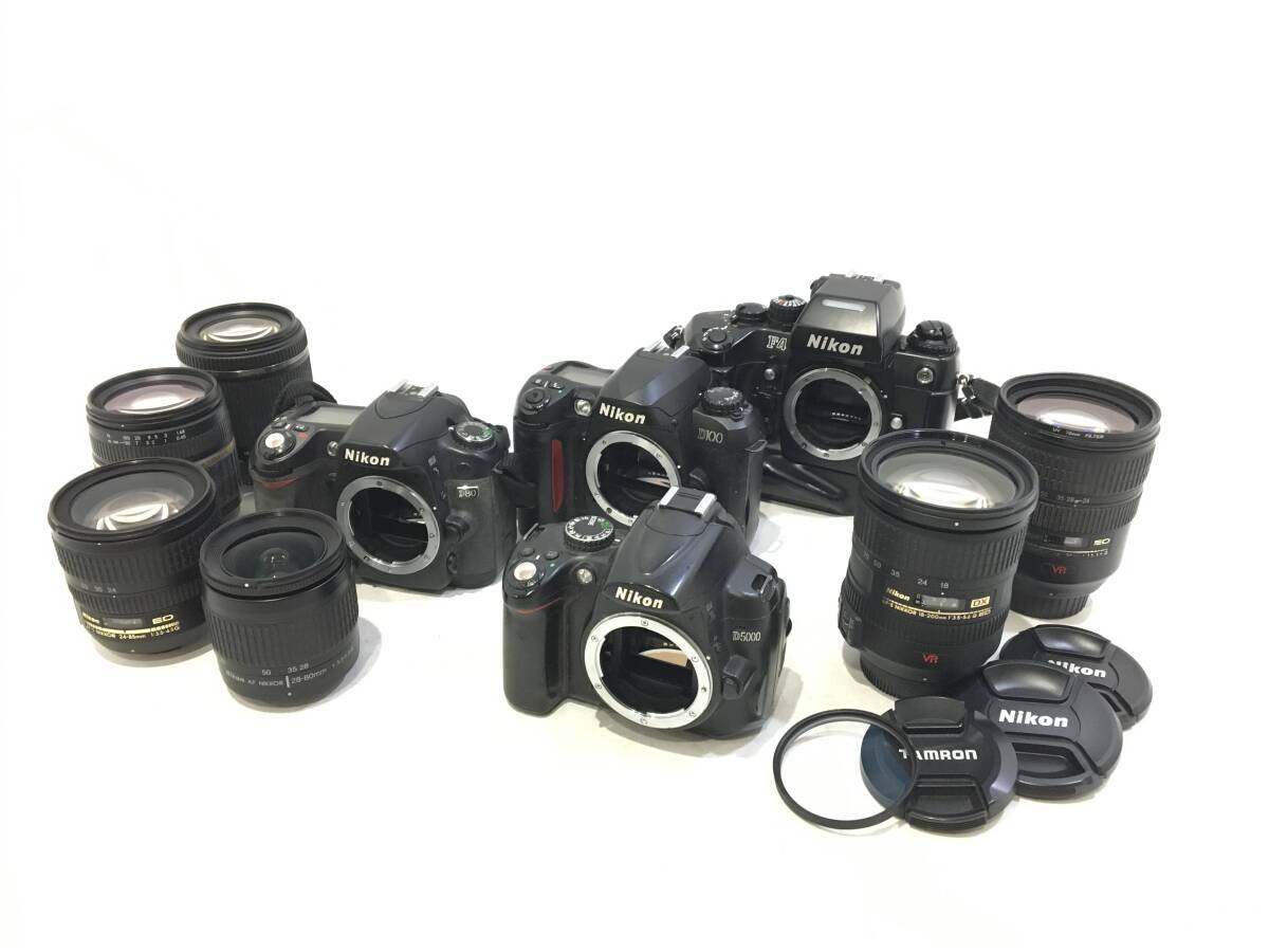 ☆ 一眼カメラ まとめ 3 ☆ Nikon F4 + D80 + D100 + D5000 + AF-S 24-120mm/3.5-5.6G ED + 18-mm/3.5-5.6G 他 レンズ4本 ニコン
