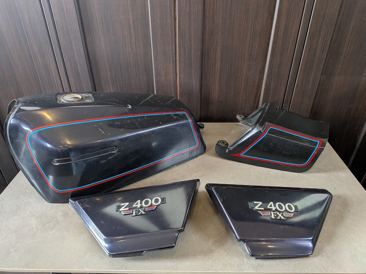 Z400FX E2 純正ミッドナイトブルー タンク サイドカバー テールカウル ヤラレ オリジナルペイント カワサキ Z400J Z500 Z550 BEET B-K-011
