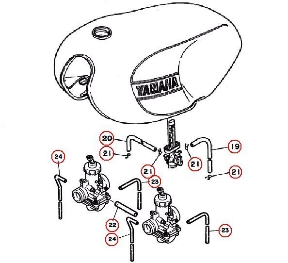 ★RZ250/RZ350 キャブホース クリップ フルセット ☆3/ フューエルキャブ