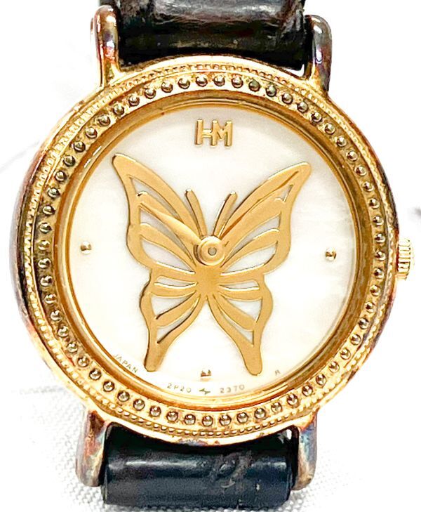 【希少・ヴィンテージ】HANAE MORI×SEIKO レディース腕時計 蝶モチーフ/シェル文字盤/不動/ジャンク