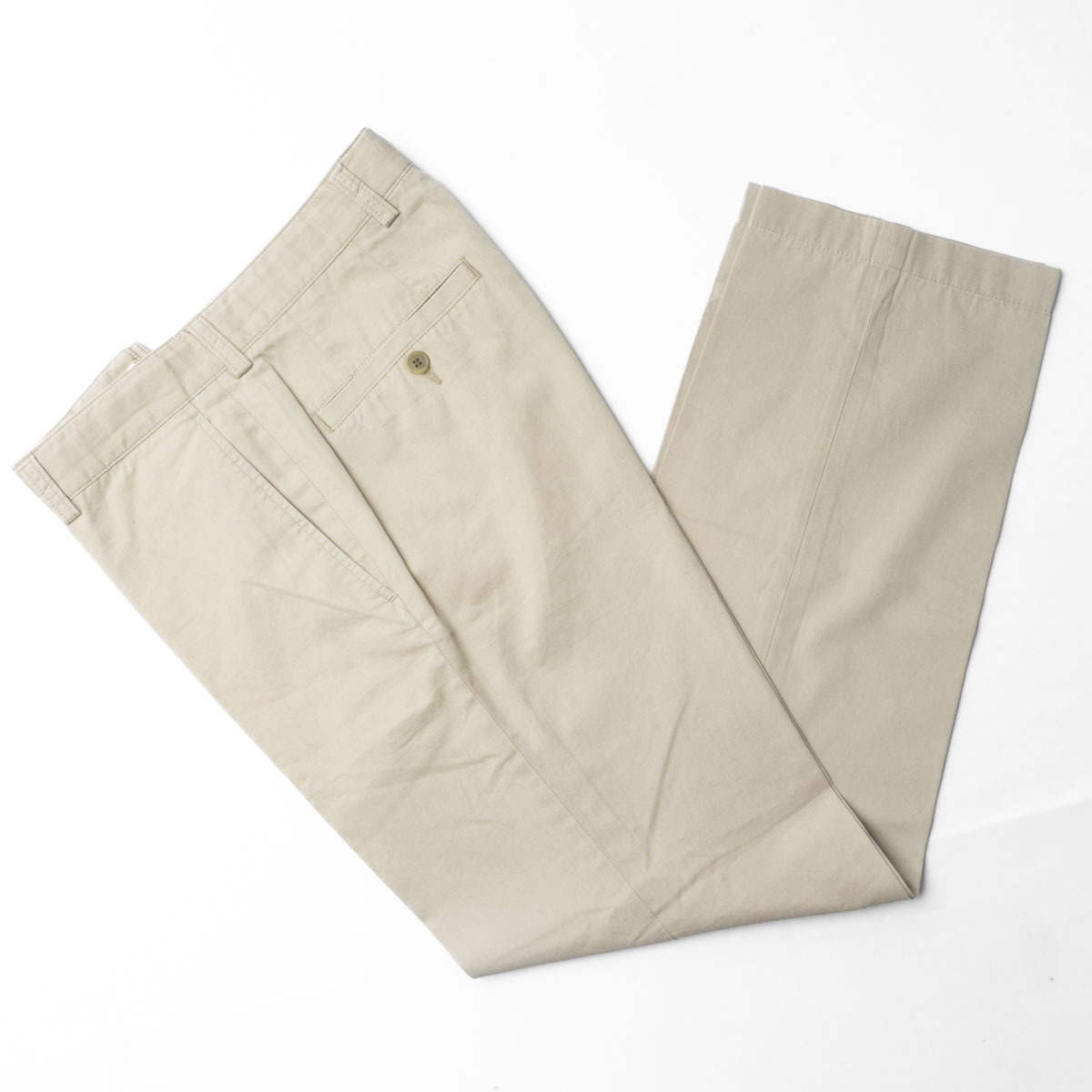 美品『HUGO BOSS』春夏チノパンツ 44(M相当) ベージュ コットン100% スラックス ヒューゴボス メンズ 管理619