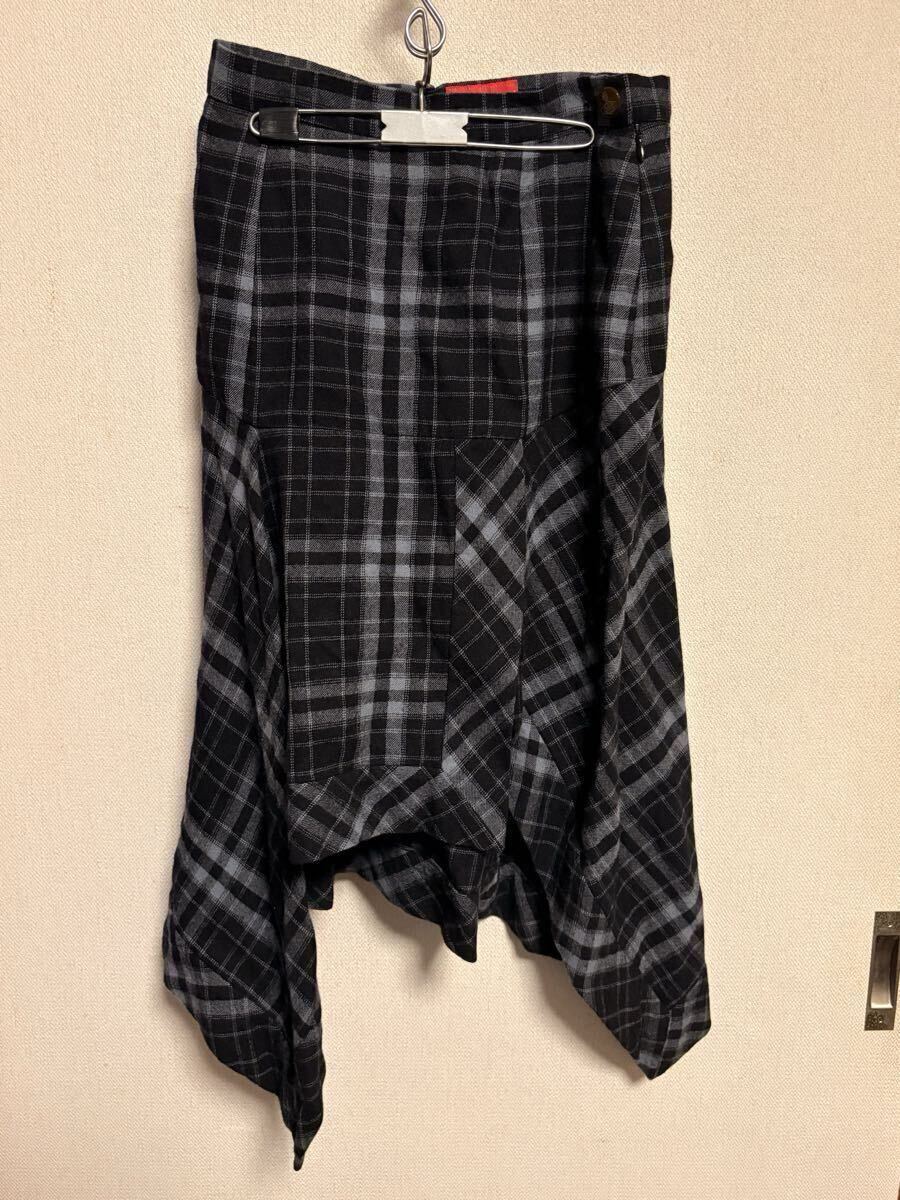 Vivienne Westwood ヴィヴィアンウェストウッド チェック柄 変形スカート アシンメトリー サイズ2 ロングスカート