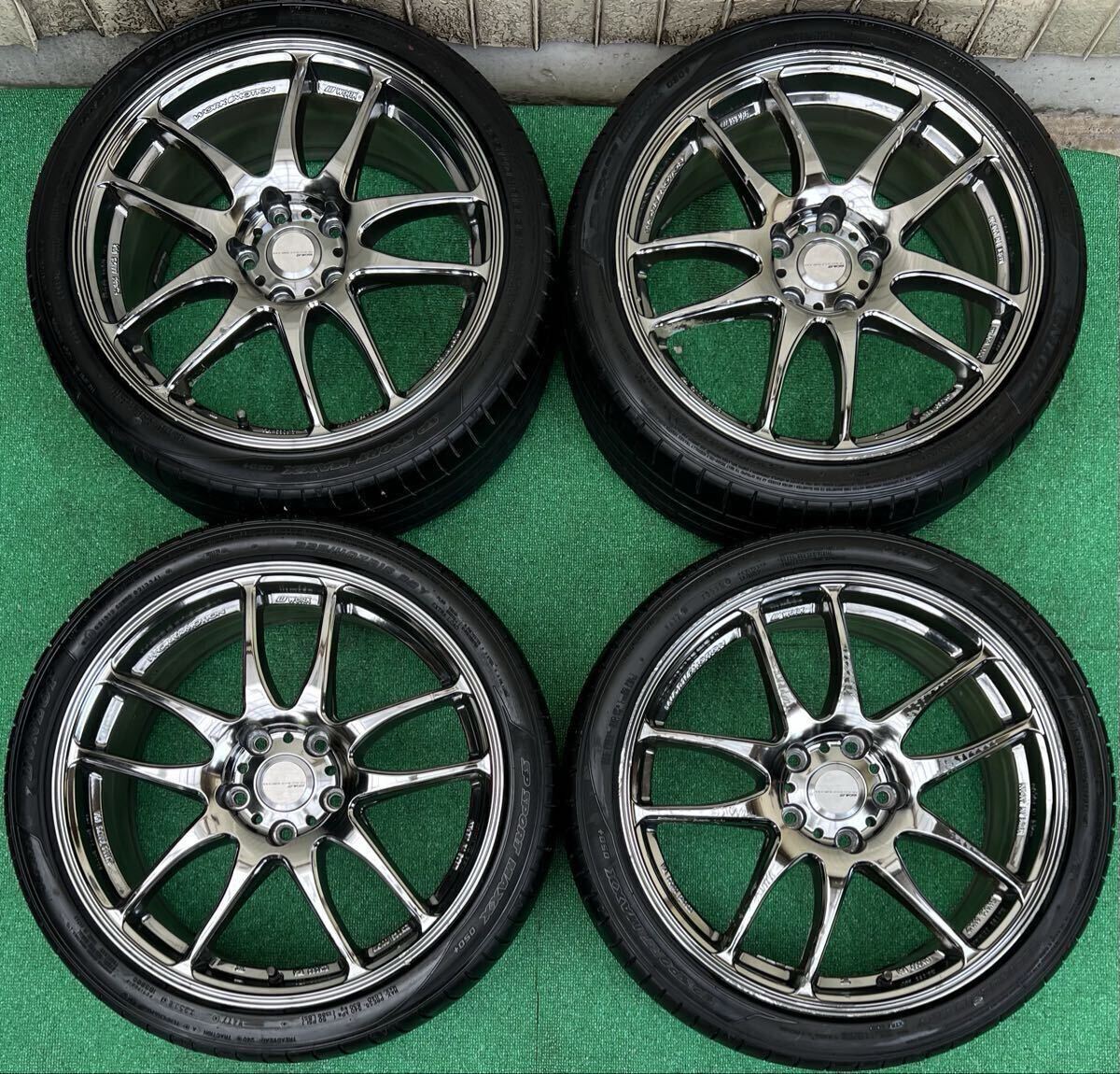 希少！美品 WORK EMOTION CR kiwami エモーション 18インチタイヤ/ホイール4本 7.5J+53 5H PCD114.3 スカイライン/RX-8/シルビア等 バリ山