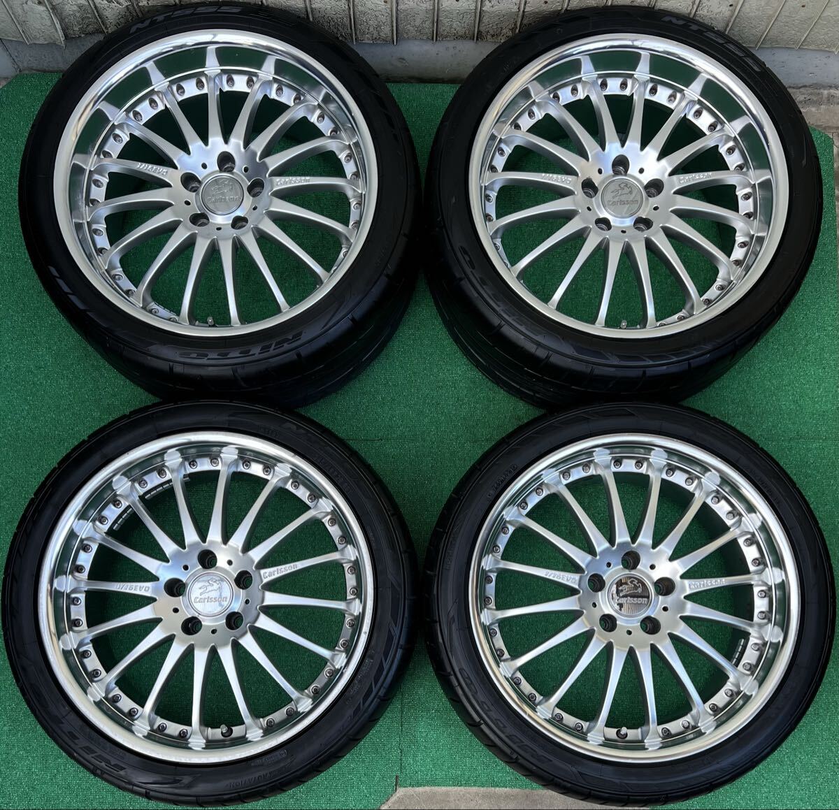 希少！美品 Carlsson カールソン1/16EVO 20インチタイヤ/ホイール4本 8.5J+35/9.5J+40 5H PCD120 レクサス/BMW/アルファード40等 バリ山!
