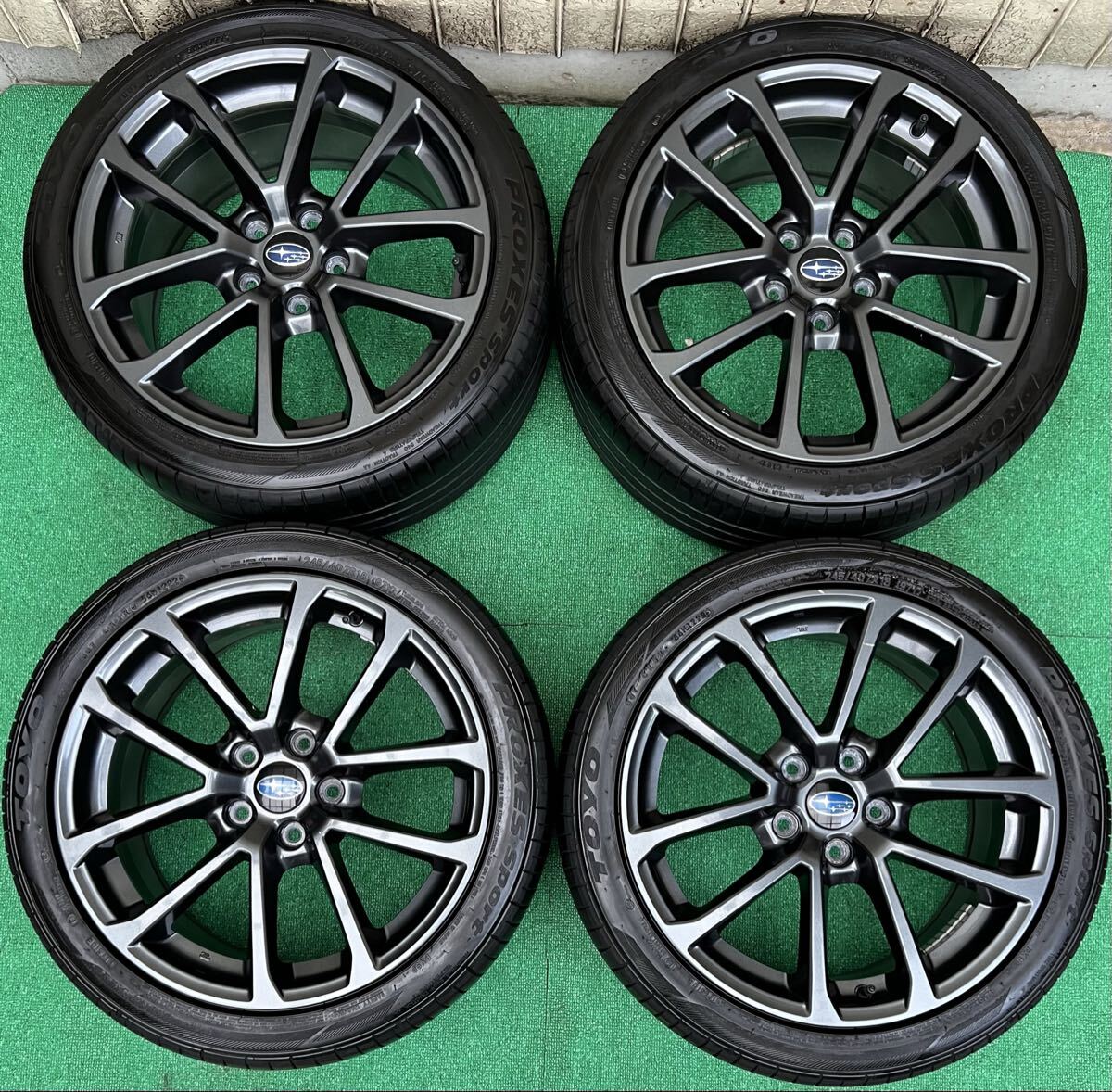 美品！スバル WRX S4 GT-S純正OP 18インチタイヤ/ホイール4本 8.5J+55 5H PCD114.3 インプレッサ/レヴォーグ/レガシィ等 ENKEI製