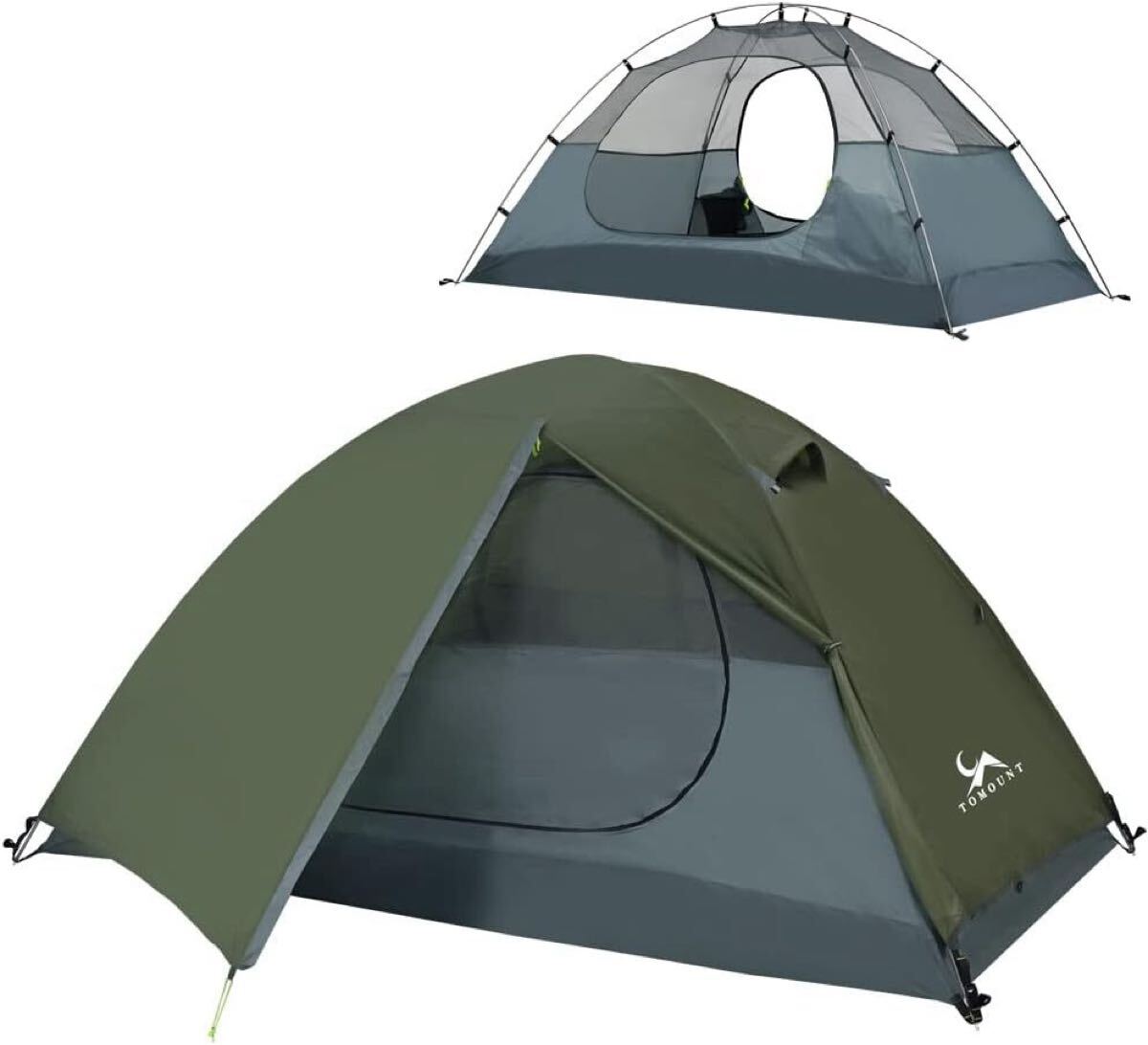 新品　TOMOUNT テント ソロテント 2人用 キャンプテント 二重層 自立式 耐水圧3000mm 通気 防風 軽量 コンパクト バイク アウトドア