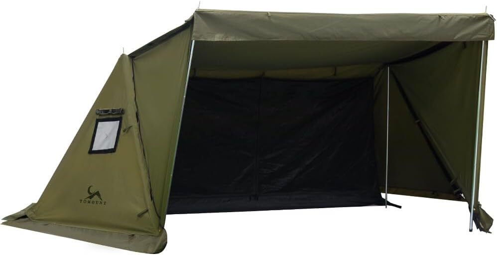 TOMOUNT パップテント TC軍幕 ソロテント ミリタリーテント ポリコットン 煙突穴付き インナー付き サイドウォール付き 多機能　グリーン