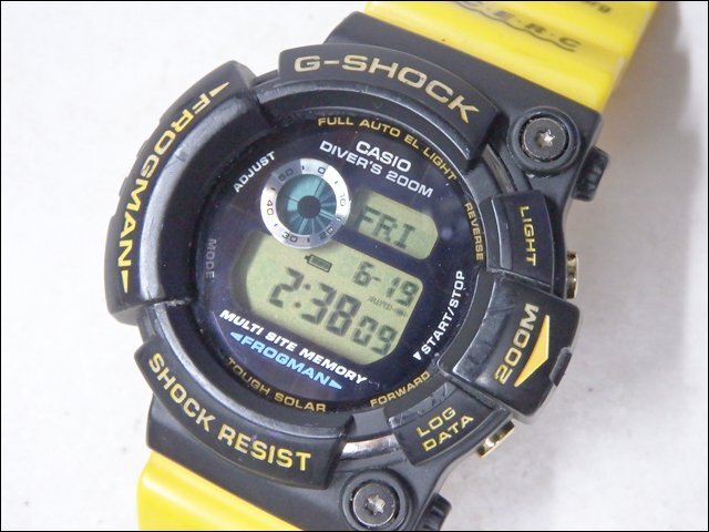 動作品 CASIO カシオ◆FROGMAN フロッグマン/GW-204K◆Gショック タフソーラー イルクジ イエロー×ブラック 初代カラー 本体のみ
