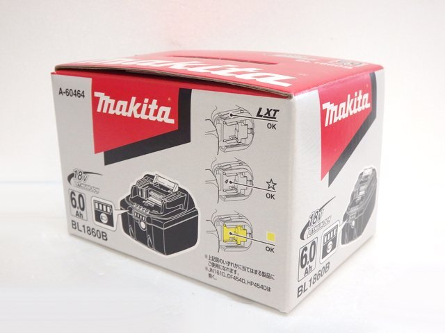 新品◆makita/マキタ 純正リチウムイオンバッテリー BL1860B◆18V/6.0Ah/残容量表示＋自己故障診断機能付き ①
