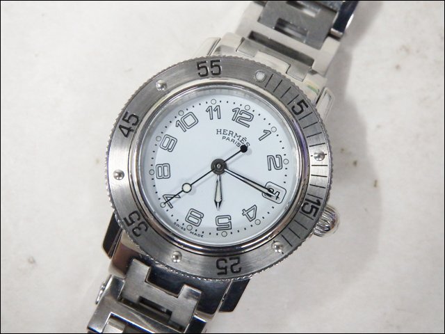 美品 HERMES/エルメス◆クリッパーダイバー/CL5.210◆クオーツ デイト 逆回転ベゼル SS 本体のみ