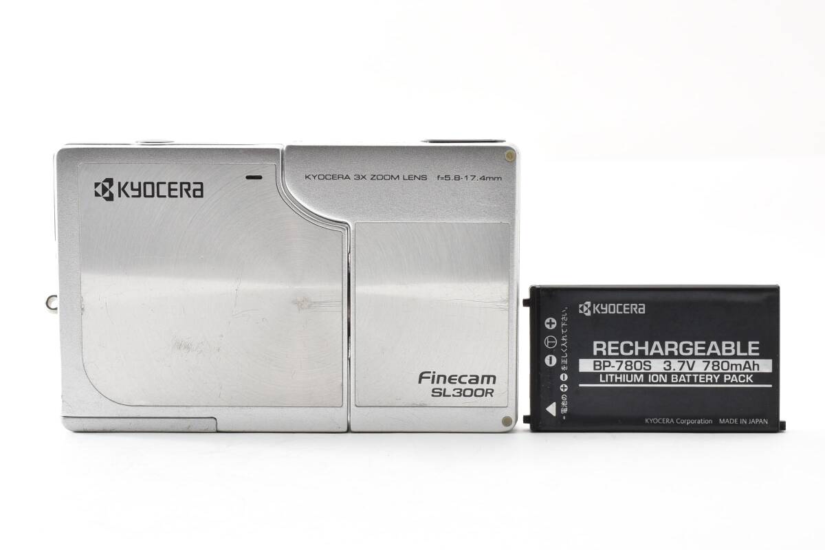 #5414 【訳あり実用品】 KYOCERA Finecam SL300R シルバー 京セラ オールドデジカメ 回転レンズ ★現状品★