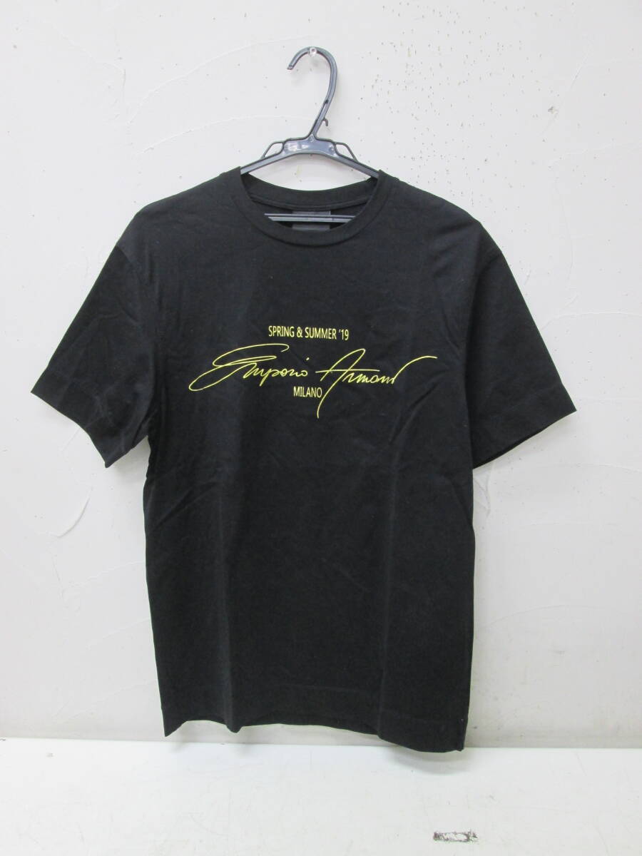 (31)☆EMPORIO ARMANI エンポリオアルマーニ メンズ 半袖 Tシャツ サイズM ブラック 黒 スプリング＆サマー’19 美品 