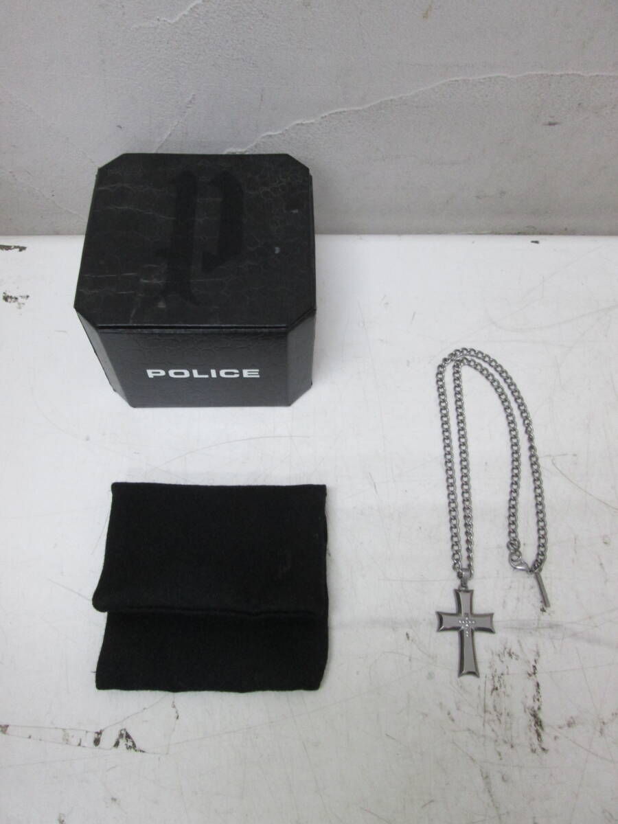 (31)☆POLICE ポリス ネックレス クロス 十字架 STAINLESS STEEL ステンレススチール 化粧箱付 