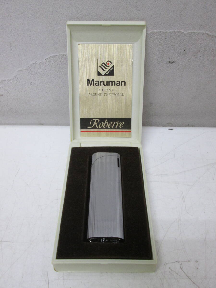 (31)☆Maruman マルマン ガスライター DL-31 Roberre シルバーカラー ケース付き 着火確認済み 稼働品 