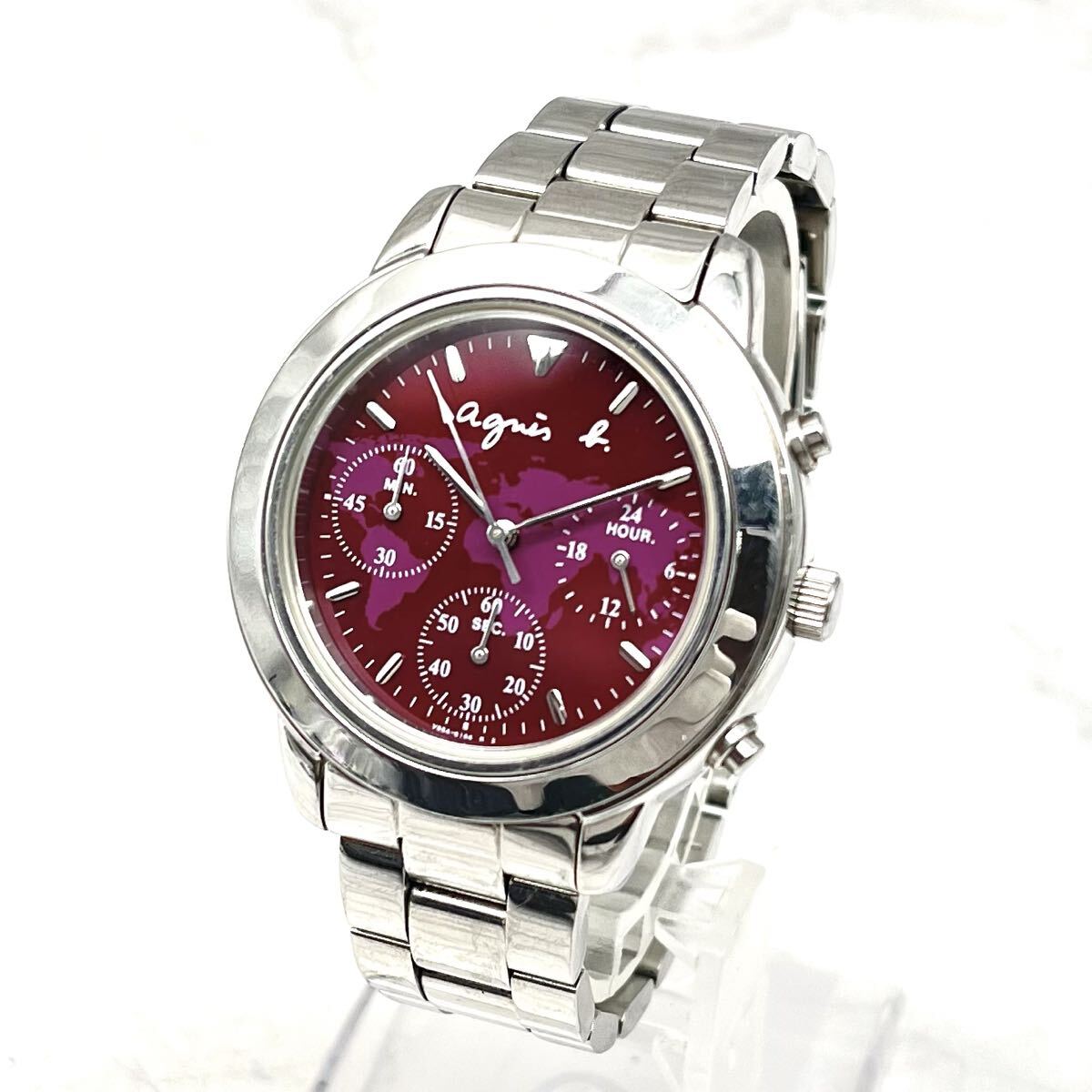 FN19374M agnes b. アニエスベー V654-6100 クロノグラフ QUARTZ クォーツ 腕時計 現状出品