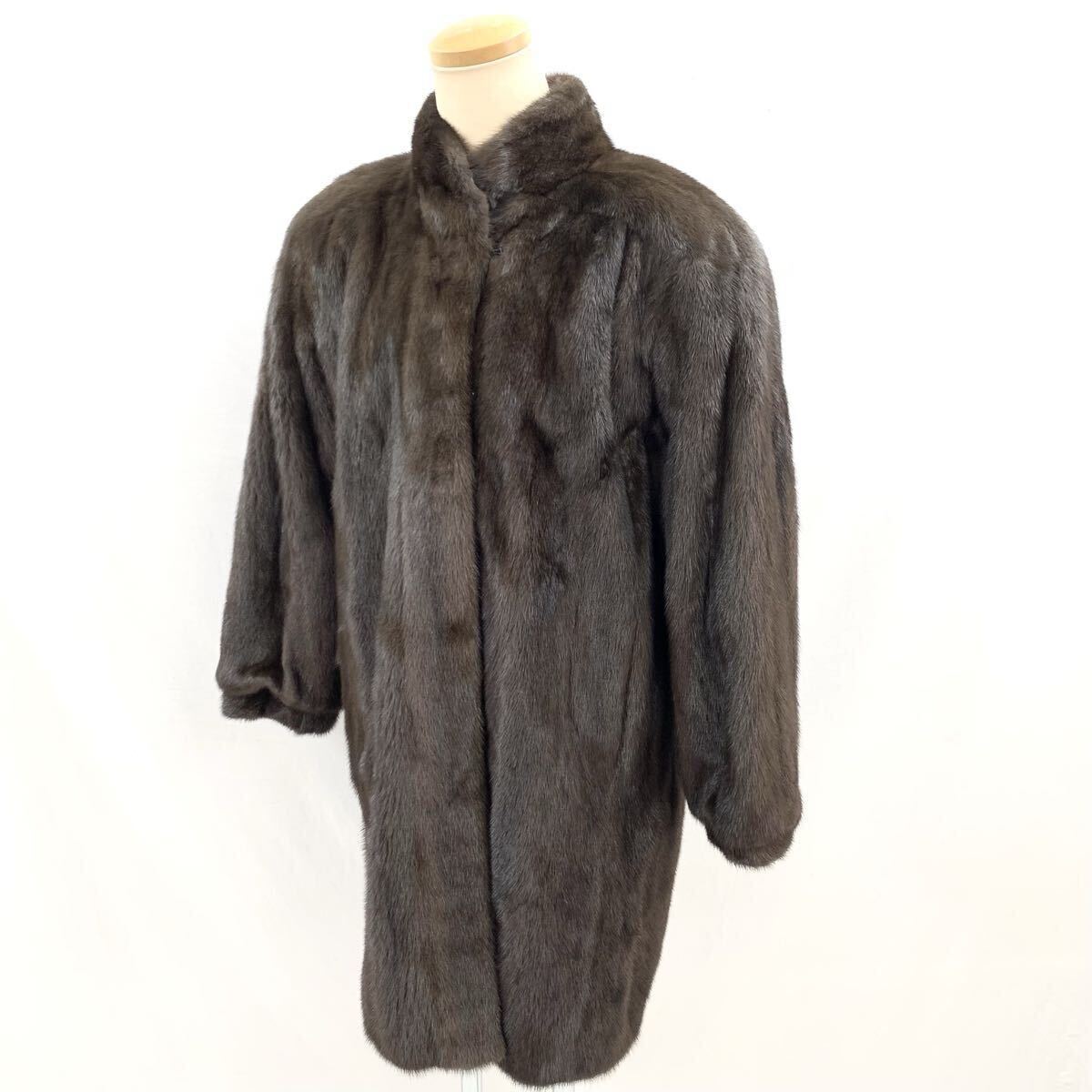 FN19379L AMERICAN FUR AWARDS AMERICAN ULTRA 星4 毛皮 ミンク ファー コート セミロング レディース ブラウン F
