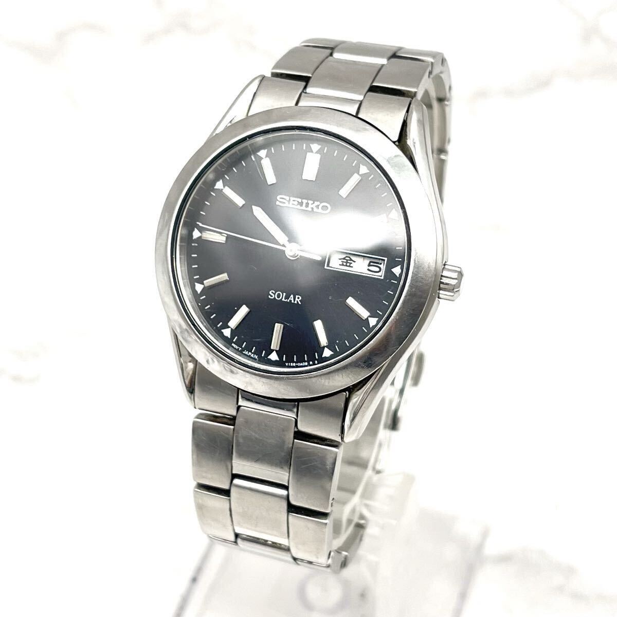 FN19381K SEIKO セイコー V158- 0AB0 SOLAR ソーラー 電波ソーラー メンズ 腕時計 稼働品