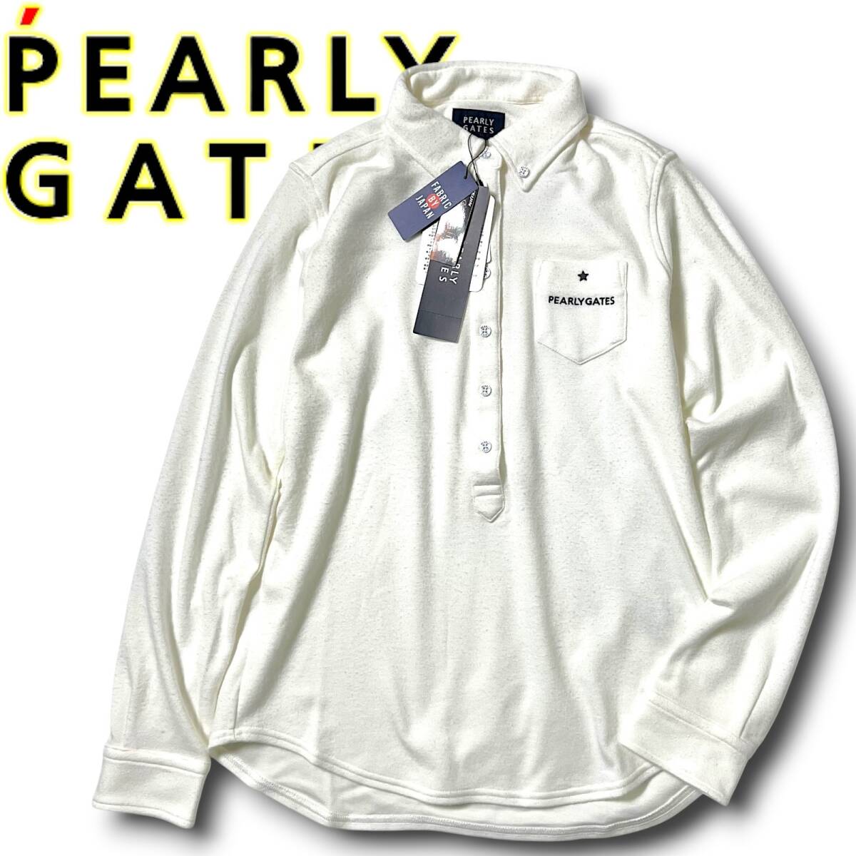 新品 PEARLY GATES パーリーゲイツ 定価2.2万 日本製素材使用 吸湿発熱 ボタンダウン ロゴ刺繍 ゴルフ ポロシャツ 055-1261102 0 S NR-183