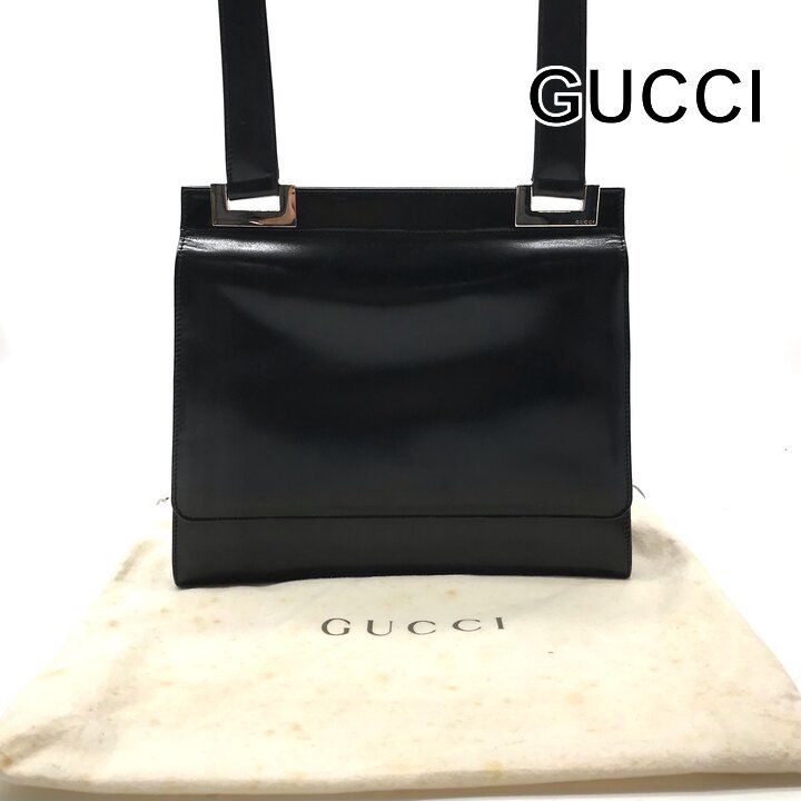 1円 GUCCI グッチ カーフ レザー ヴィンテージ SV金具 ワンショルダー バッグ レディース ファッション かばん 鞄 ブラック a13354