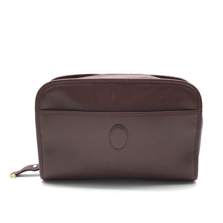 1円 良品 Cartier カルティエ マストライン レザー ポーチ クラッチ バッグ ボルドー レディース ブランド Bag 鞄 かばん y113