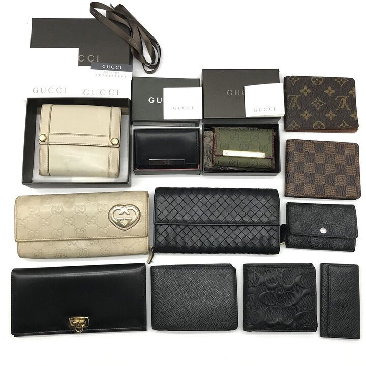 1円 良品多数あり GUCCI VUITTON COACH グッチ ヴィトン コーチ フェラガモ ボッテガ ブランド 財布 キーケース 12点 セット まとめ a13363