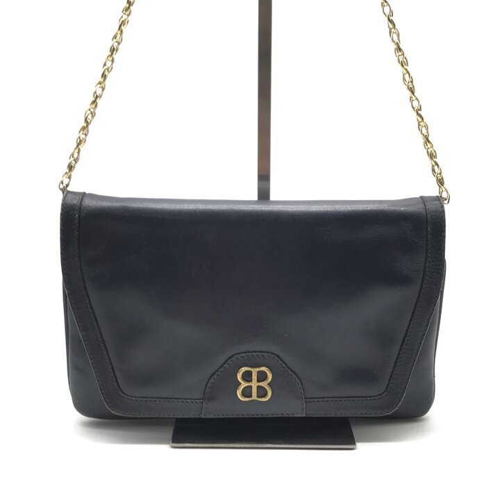 1円 良品 BALENCIAGA バレンシアガ レザー ヴィンテージ ショルダー バッグ ネイビー ブランド カバン BAG y119