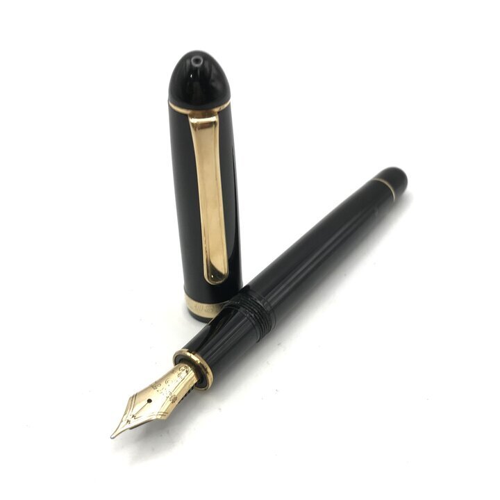 1円 美品 PLATINUM プラチナム 3776 カートリッジ式 万年筆 文具 筆記具 ブラック ゴールド 14K ブランド 小物 コレクション a8205