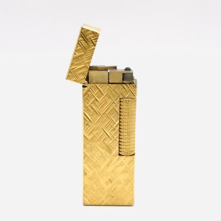 1円 良品 Dunhill ダンヒル ローラー式 ガスライター 総柄 喫煙具 煙草グッズ コレクション ゴールド 着火良好 k4866