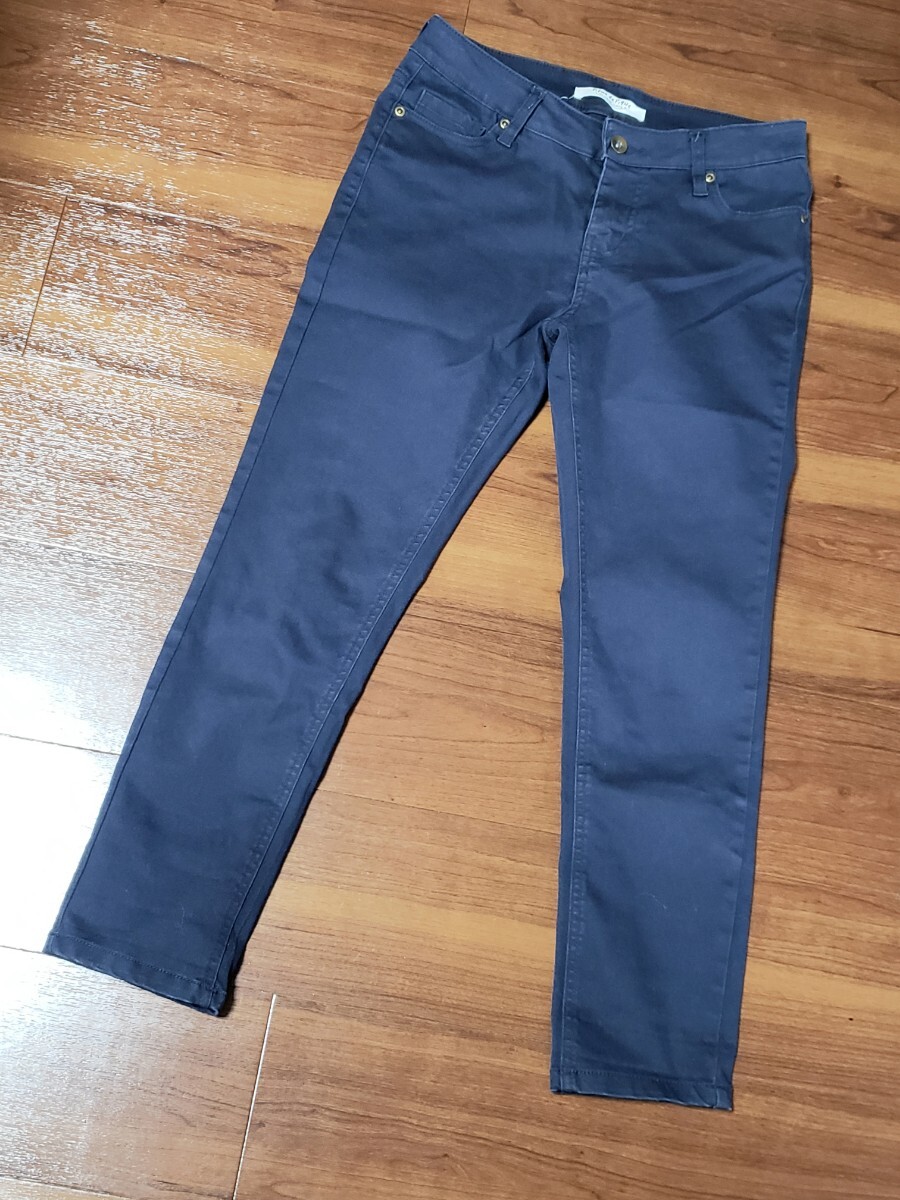 スキニーデニム ハーフ ネイビー デニムパンツ ジーンズ M64～70 チノパン ストレッチ素材 スキニーパンツ