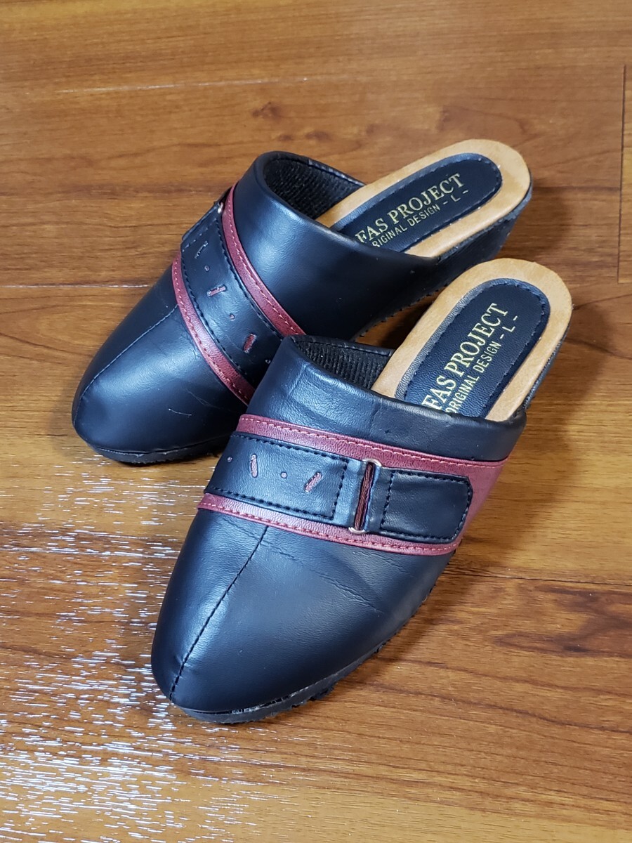 FAS PROJECTのサボサンダル つっかけ ブラック×ワイン L