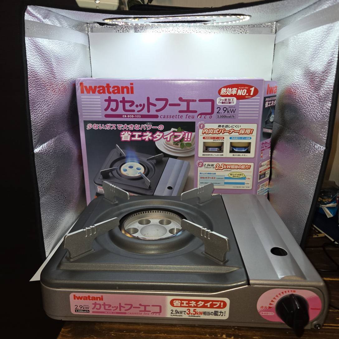 イワタニ カセットフー エコ CB-ECO-1(1) 省エネタイプ 内炎式バーナー カセットコンロ 岩谷産業 元箱付　汚れ・傷あり B644