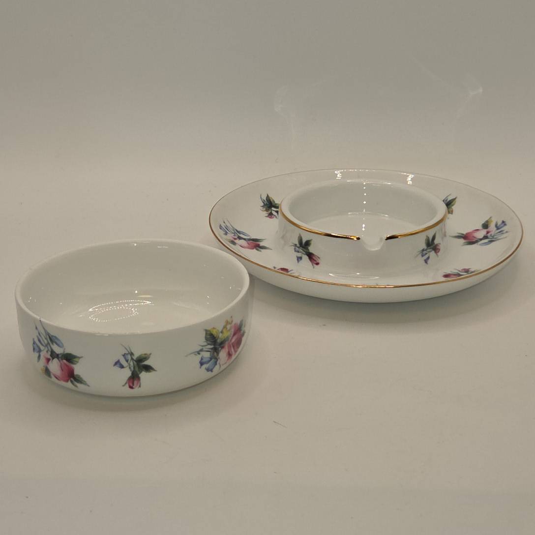 Ceramic Art Academy セラミックアートアカデミー ボウル＆アッシュトレイ 2点セット 花柄 金彩 灰皿 小物入れ B694