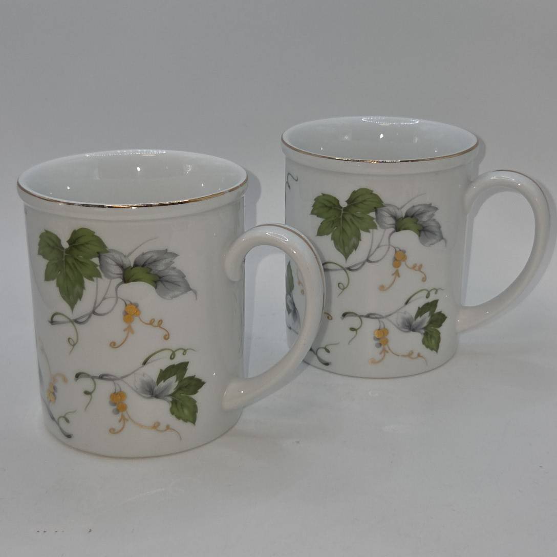 Ceramic Art Academy セラミックアートアカデミー マグカップ ペア 2客セット アイビー ぶどう柄 金彩 洋食器 陶器　B699