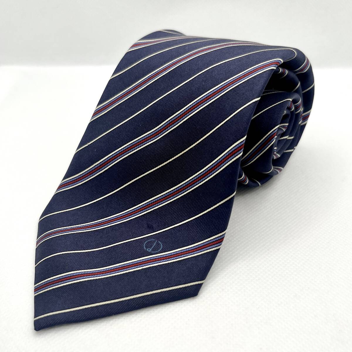 dunhill ダンヒル ネクタイ シルク ストライプ ネイビー