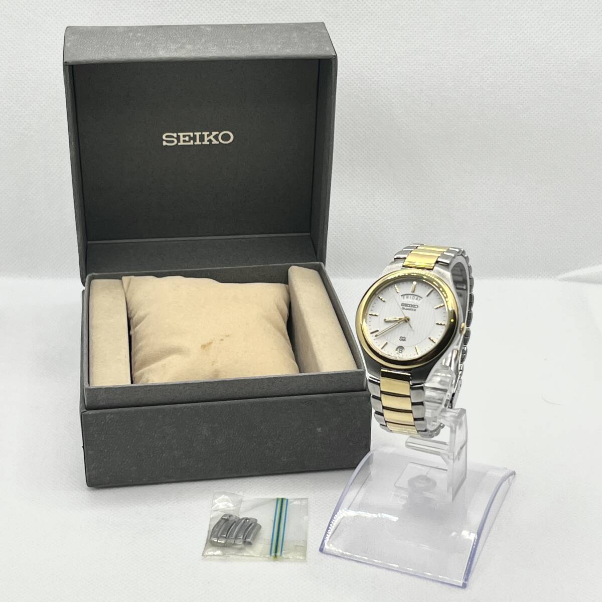 SEIKO セイコー SQ クォーツ デイデイト 7N43-6001 メンズ腕時計 箱・余りコマ付