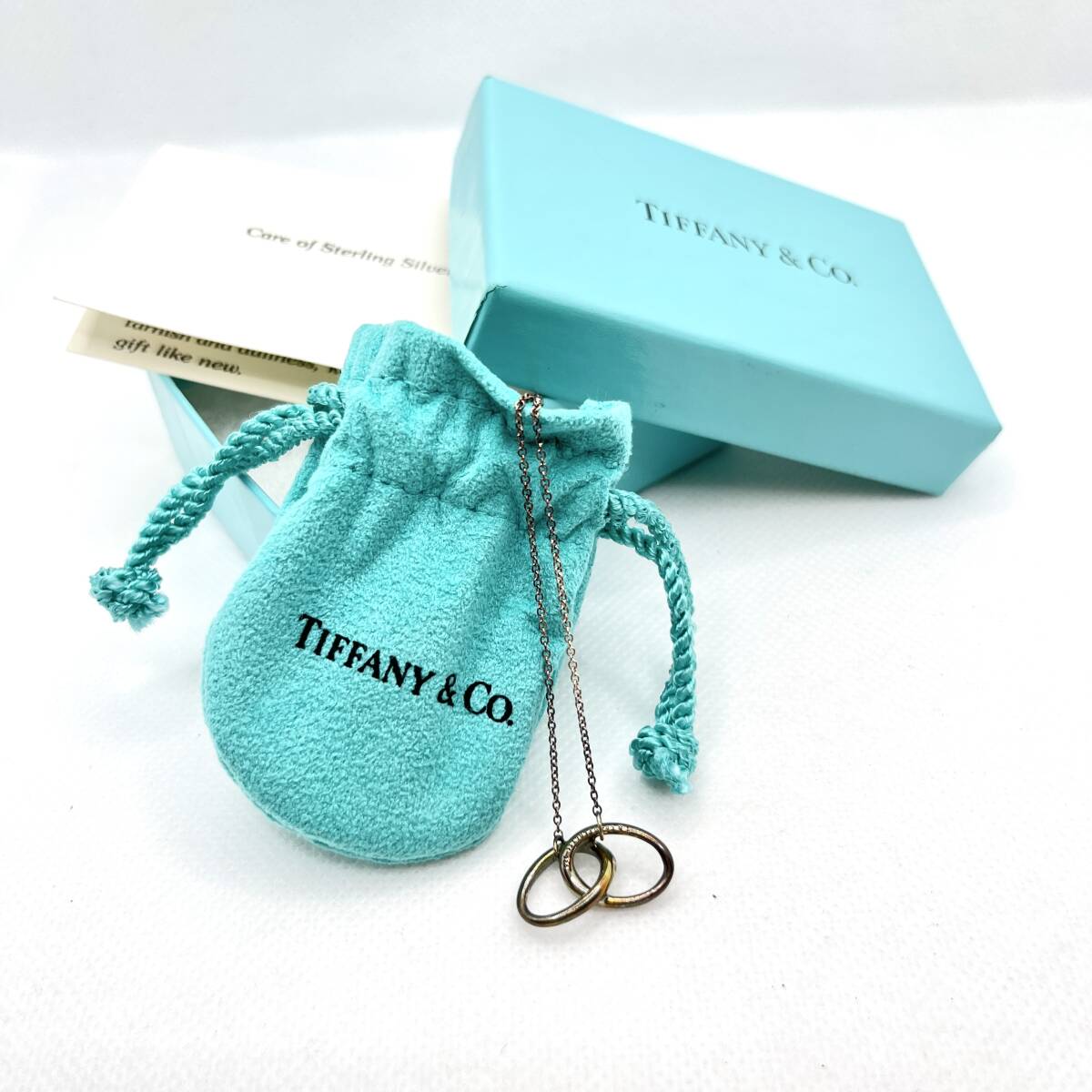 TIFFANY&Co. ティファニー インターロッキングサークル ネックレス 2連 リング シルバー 925 箱・袋付き