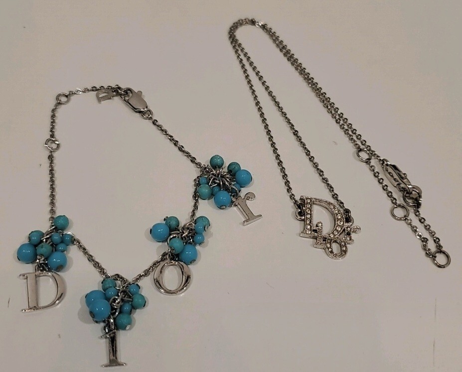 ☆【2点セット】Christian Dior ネックレス ブレスレット レディース アクセサリー シルバーカラー ヴィンテージ ディオール 商品説明必読