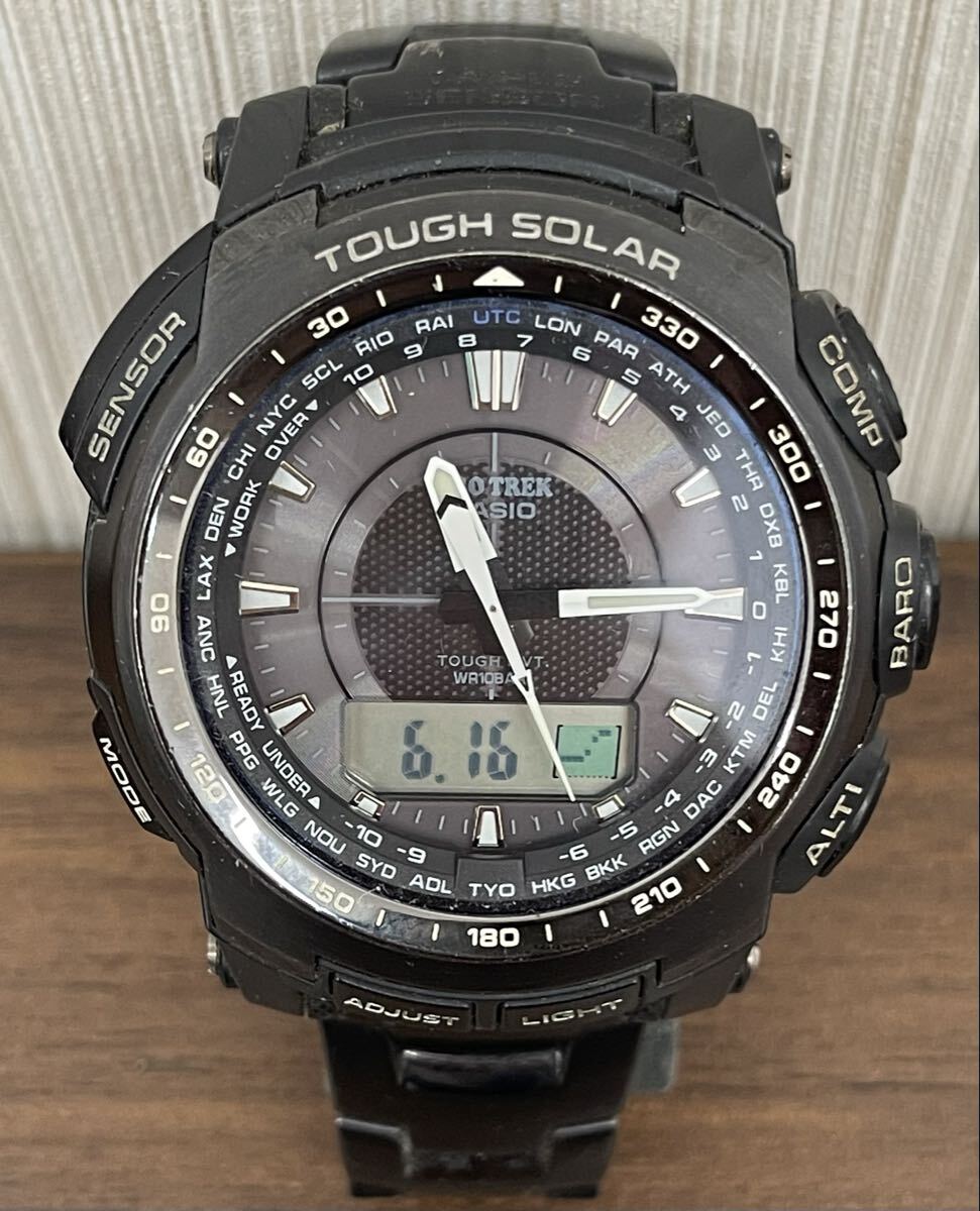 ◇【稼動品】 CASIO カシオ PROTREK PRW-5100YT 5214 プロトレック タフソーラー 腕時計 マルチバンド6 ブラック カラー ※商品説明欄必読