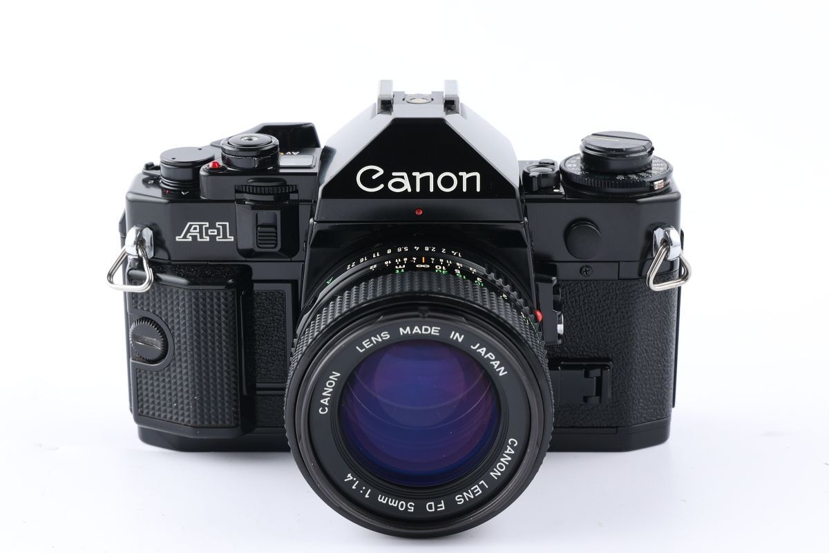 【かめらや】00093 Canon A-1 + New FD 50mm F1.4 単焦点レンズ MF一眼レフ フイルムカメラ