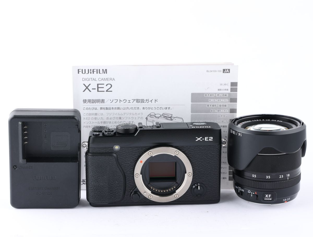 【かめらや】00067 美品 FUJIFILM X-E2 + SUPER EBC XF 18-55mm F2.8-4 R LM OIS 標準ズームレンズ ミラーレス一眼