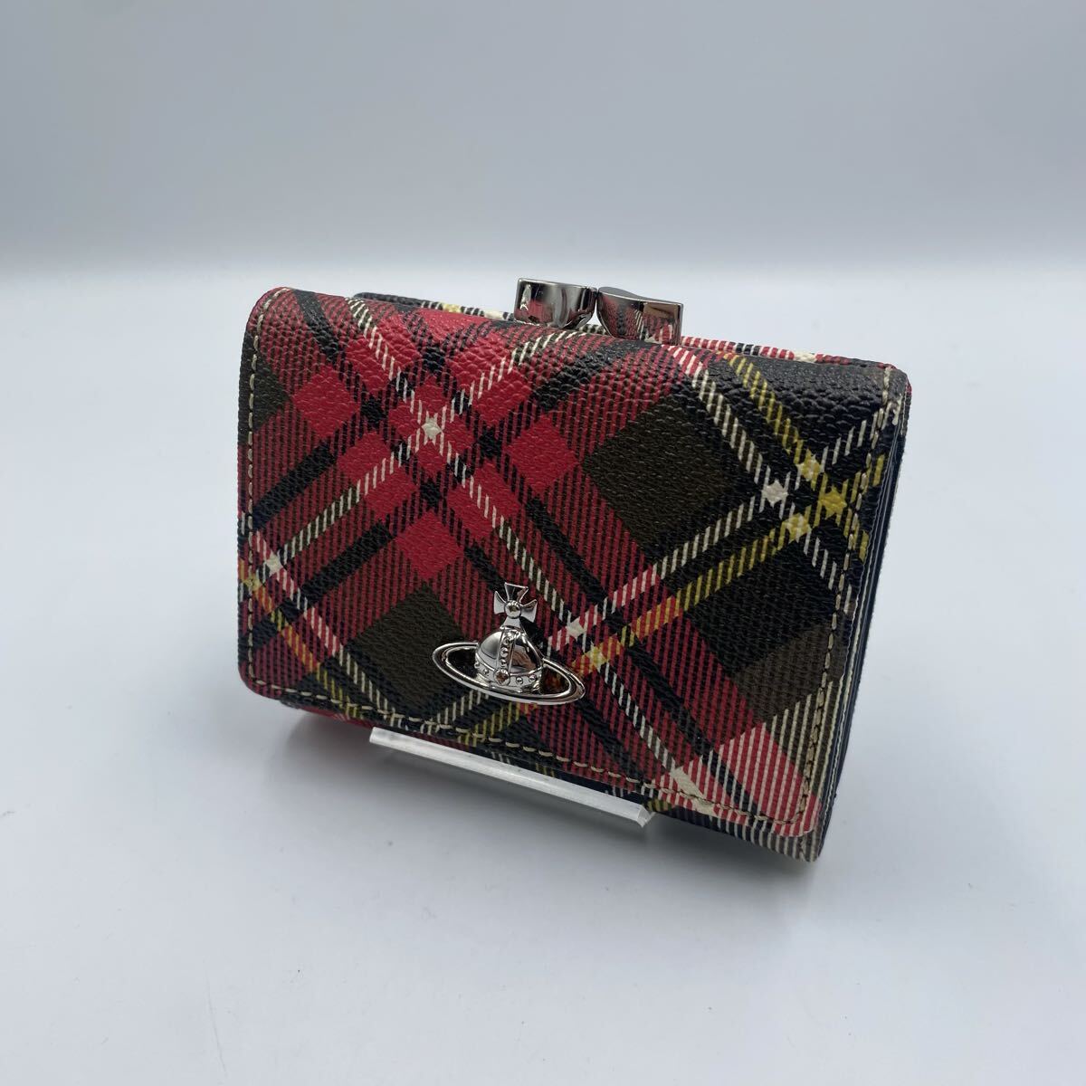 ◯【売り切り】VivienneWestwood(ヴィヴィアンウエストウッド) ダービー スモール フレーム ウォレット 三つ折りがま口ミニ財布