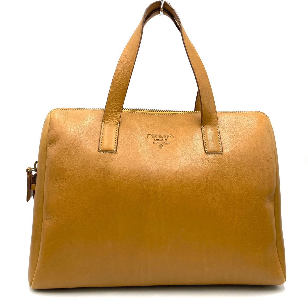 1円〜　【希少アーカイブ】　 PRADA プラダ ハンドバッグ　トートバッグ　 レザー ベージュ ブラウン　シルバー925 F232