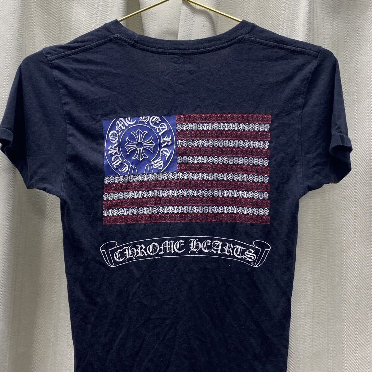Chrome Hearts クロムハーツ　 Tシャツ　アメリカンフラッグ　 半袖 黒　アメカジ　バイカー　ヴィンテージ　Sサイズ　F151