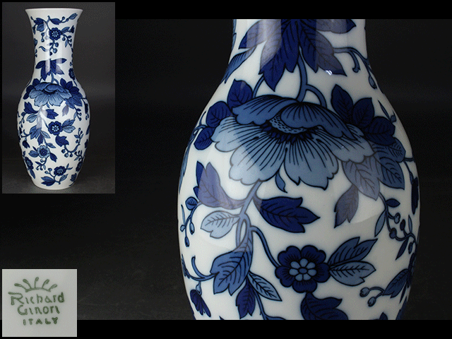 【西】TX ｂ007　 リチャードジノリ Richard Ginori 大振 花瓶 高さ約43.8cm
