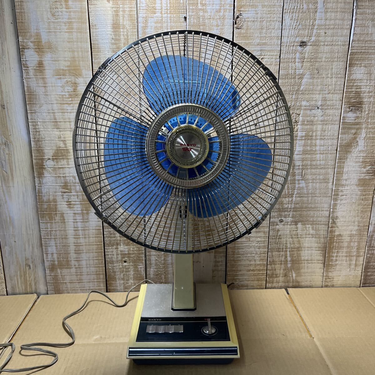 昭和レトロ 当時物 扇風機 レトロ扇風機 SANYO サンヨー EF-6EM アンティーク 動作品 ブルー 