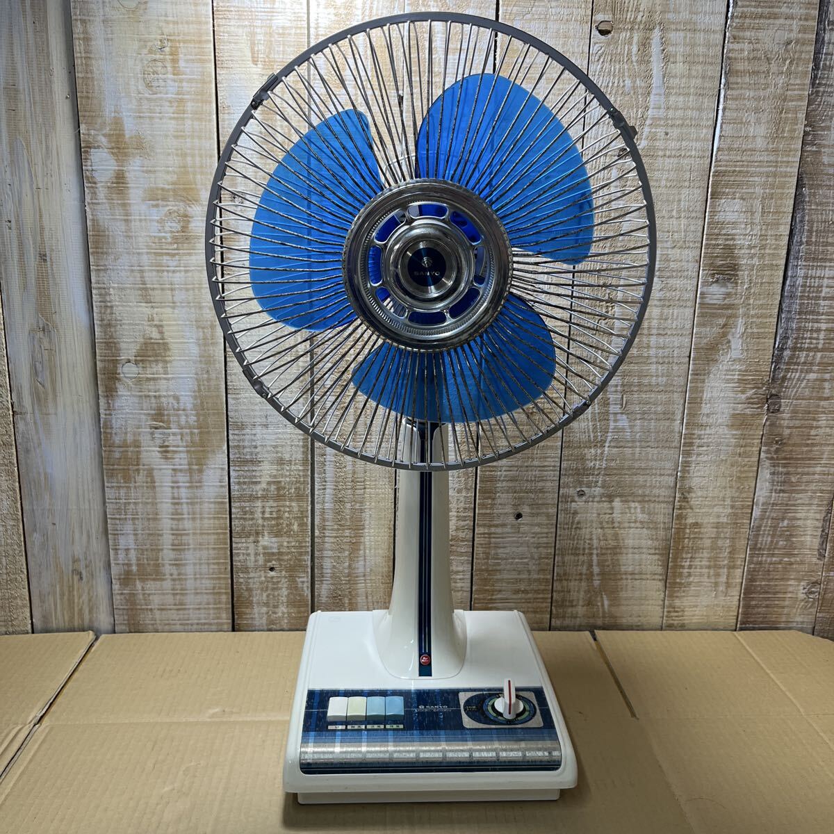 昭和レトロ SANYO サンヨー レトロ扇風機 EF-6FN 扇風機 当時物 アンティーク ブルー 動作品