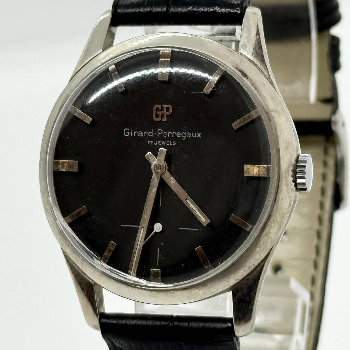 GIRARD-PERREGAUX ジラール・ペルゴ ブラック 手巻き メンズ 17石 ヴィンテージ 腕時計 稼働品