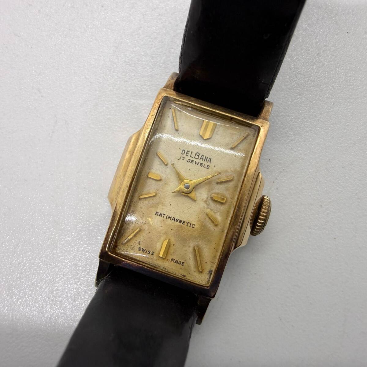 DELBANA デルバナ 17JEWELS 18K K18YG ホワイト 手巻き レディース 総重量11.3g 750刻印 腕時計 稼働品