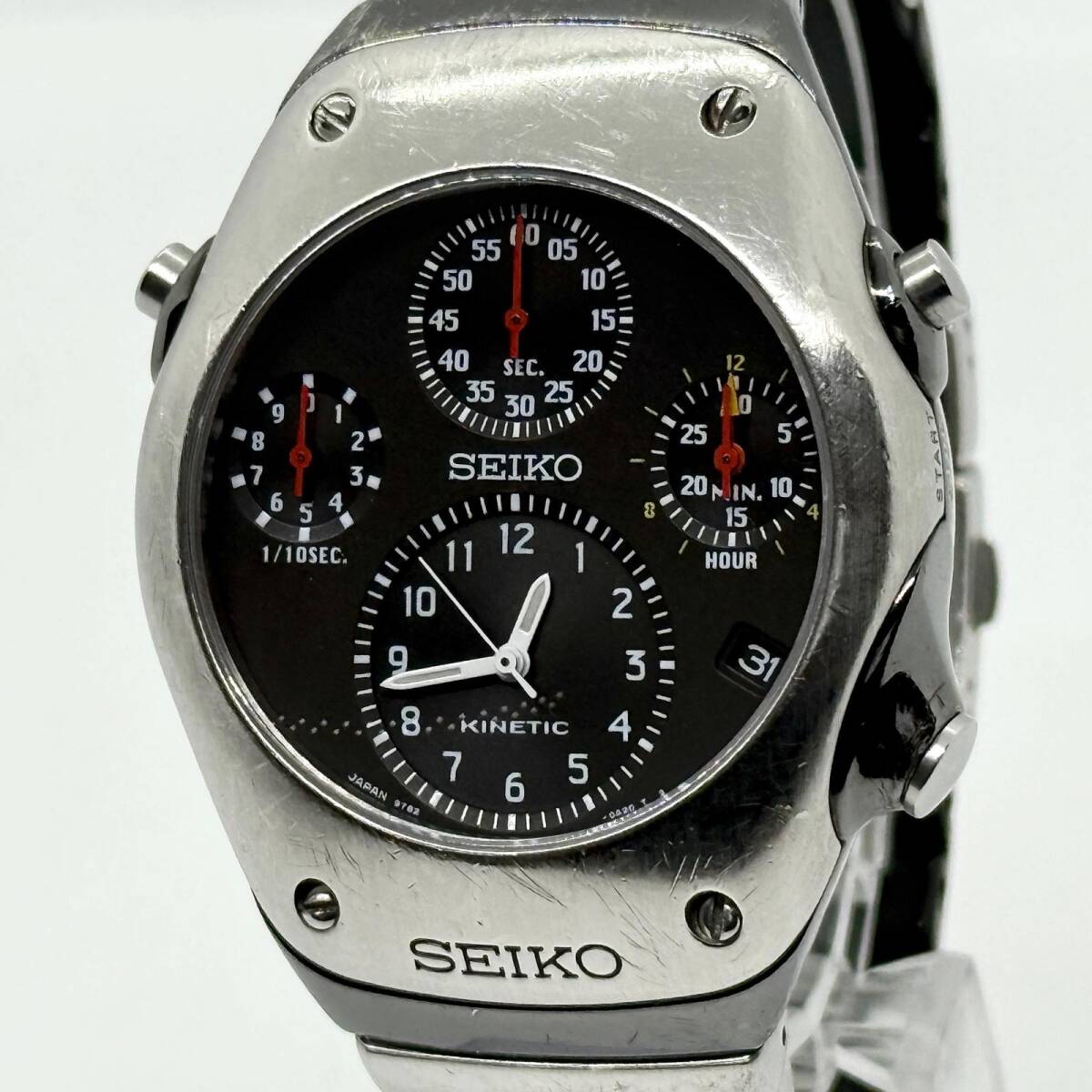 SEIKO セイコー KINETIC キネティック 9T82-0A30 SBVT001 ブラック AT メンズ 腕時計 稼働品